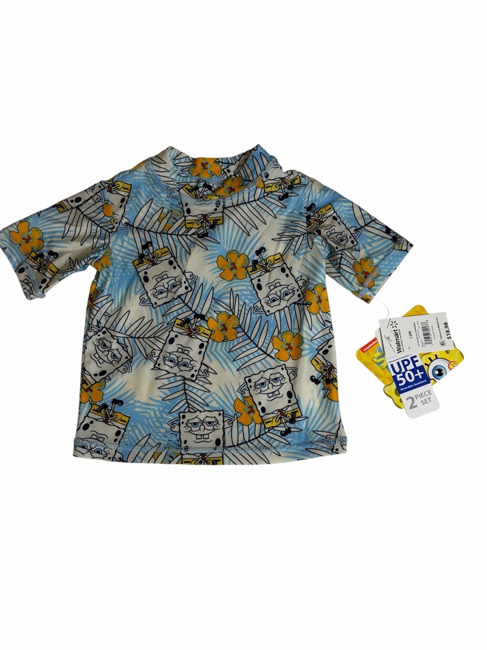 NWT SpongeBob Square pants baby Short sleeve rash guard swim shirt size 12M